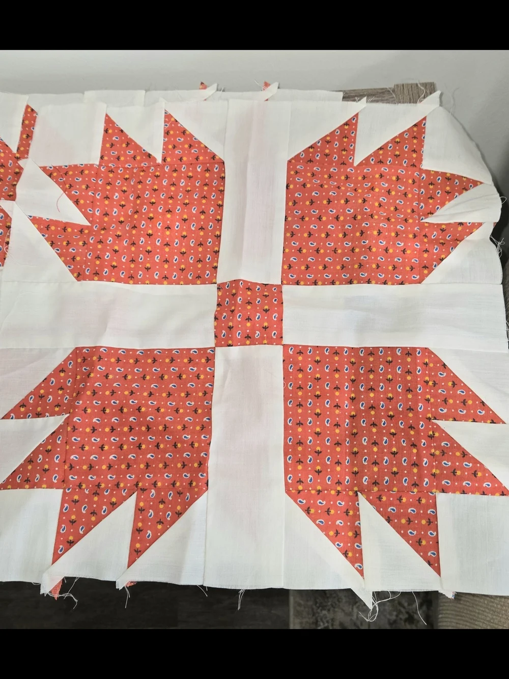 2 Piece Vintage Patchwork Pattern Maple Leaf Quilt Repurpose 14.5